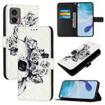 For Motorola Edge 30 Neo 3D Painting Horizontal Flip Leather Phone Case(Skull)