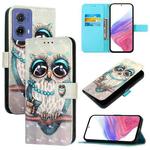 For Motorola Moto G85 3D Painting Horizontal Flip Leather Phone Case(Grey Owl)