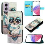 For Motorola Moto E14 3D Painting Horizontal Flip Leather Phone Case(Grey Owl)