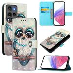 For Motorola Edge 50 5G Global 3D Painting Horizontal Flip Leather Phone Case(Grey Owl)