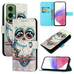 For Motorola Moto G35 3D Painting Horizontal Flip Leather Phone Case(Grey Owl)