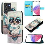 For Motorola Moto G15 3D Painting Horizontal Flip Leather Phone Case(Grey Owl)