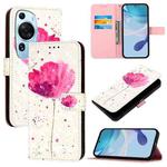 For Huawei P60 Art 3D Painting Horizontal Flip Leather Phone Case(Flower)