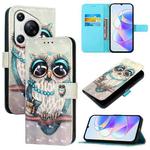 For Huawei Pura 70 3D Painting Horizontal Flip Leather Phone Case(Grey Owl)