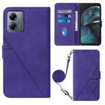 For Motorola Moto G14 Crossbody 3D Embossed Flip Leather Phone Case(Purple)