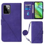 For Motorola Moto G Power 2023 Crossbody 3D Embossed Flip Leather Phone Case(Purple)
