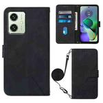 For Motorola Moto G54 Crossbody 3D Embossed Flip Leather Phone Case(Black)
