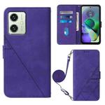 For Motorola Moto G54 Crossbody 3D Embossed Flip Leather Phone Case(Purple)