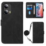 For Motorola Moto G Play 5G 2024 Crossbody 3D Embossed Flip Leather Phone Case(Black)