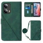 For Motorola Moto G Play 5G 2024 Crossbody 3D Embossed Flip Leather Phone Case(Dark Green)