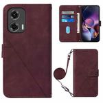 For Motorola Moto G Stylus 5G 2024 Crossbody 3D Embossed Flip Leather Phone Case(Wine Red)