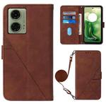 For Motorola Moto G04 4G / G24 4G Crossbody 3D Embossed Flip Leather Phone Case(Brown)