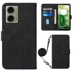 For Motorola Moto G04 4G / G24 4G Crossbody 3D Embossed Flip Leather Phone Case(Black)