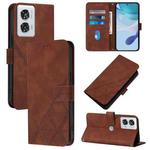 For Motorola Edge 50 Fusion Crossbody 3D Embossed Flip Leather Phone Case(Brown)
