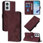 For Motorola Edge 50 Fusion Crossbody 3D Embossed Flip Leather Phone Case(Wine Red)