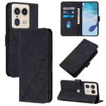 For Motorola Edge 50 Ultra Crossbody 3D Embossed Flip Leather Phone Case(Black)