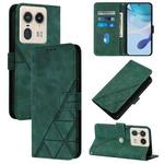 For Motorola Edge 50 Ultra Crossbody 3D Embossed Flip Leather Phone Case(Dark Green)