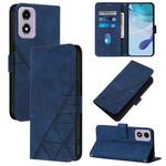 For Motorola Moto E14 Crossbody 3D Embossed Flip Leather Phone Case(Blue)