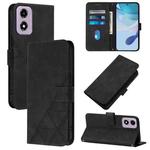 For Motorola Moto E14 Crossbody 3D Embossed Flip Leather Phone Case(Black)