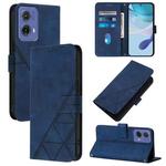 For Motorola Moto G85 Crossbody 3D Embossed Flip Leather Phone Case(Blue)