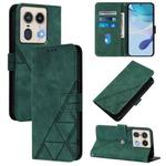 For Motorola Edge 50 5G Crossbody 3D Embossed Flip Leather Phone Case(Dark Green)