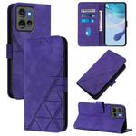 For Motorola Edge 50 5G Global Crossbody 3D Embossed Flip Leather Phone Case(Purple)