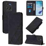 For Motorola Moto G15 Crossbody 3D Embossed Flip Leather Phone Case(Black)