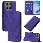 For Motorola Moto G15 Power Crossbody 3D Embossed Flip Leather Phone Case(Purple)