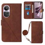 For OPPO Reno10/10 Pro Global Crossbody 3D Embossed Flip Leather Phone Case(Brown)
