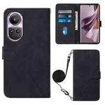 For OPPO Reno10 / 10 Pro Global Crossbody 3D Embossed Flip Leather Phone Case(Black)