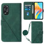 For OPPO A38 4G Global Crossbody 3D Embossed Flip Leather Phone Case(Dark Green)