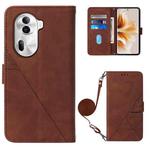 For OPPO Reno11 Pro 5G Global Crossbody 3D Embossed Flip Leather Phone Case(Brown)