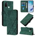 For OPPO A11s 4G Crossbody 3D Embossed Flip Leather Phone Case(Dark Green)