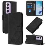 For OPPO Reno12 Pro Global Crossbody 3D Embossed Flip Leather Phone Case(Black)