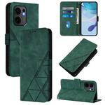 For OPPO Reno13 F 5G Global Crossbody 3D Embossed Flip Leather Phone Case(Dark Green)