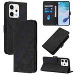For OPPO Reno14 5G Global Crossbody 3D Embossed Flip Leather Phone Case(Black)