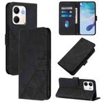For OPPO A5X 4G / A5X 5G Crossbody 3D Embossed Flip Leather Phone Case(Black)