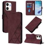 For OPPO A5X 4G / A5X 5G Crossbody 3D Embossed Flip Leather Phone Case(Wine Red)