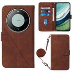 For Huawei Mate 60 Crossbody 3D Embossed Flip Leather Phone Case(Brown)