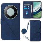 For Huawei Mate 60 Crossbody 3D Embossed Flip Leather Phone Case(Blue)