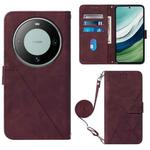 For Huawei Mate 60 Crossbody 3D Embossed Flip Leather Phone Case(Wine Red)