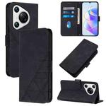 For Huawei Pura 70 Crossbody 3D Embossed Flip Leather Phone Case(Black)