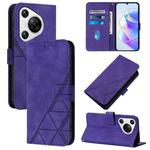 For Huawei Pura 70 Crossbody 3D Embossed Flip Leather Phone Case(Purple)