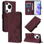 For Huawei Pura 70 Pro Crossbody 3D Embossed Flip Leather Phone Case(Wine Red)