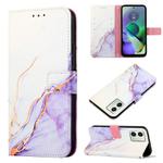 For Motorola Moto G54 PT003 Marble Pattern Flip Leather Phone Case(LS006)