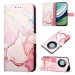 For Huawei Mate 60 PT003 Marble Pattern Flip Leather Phone Case(LS005 Rose Gold)