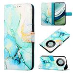 For Huawei Mate 60 PT003 Marble Pattern Flip Leather Phone Case(LS003 Green)