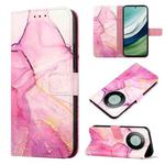 For Huawei Mate 60 PT003 Marble Pattern Flip Leather Phone Case(LS001 Pink Purple Gold)