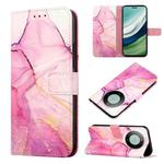 For Huawei Mate 60 Pro PT003 Marble Pattern Flip Leather Phone Case(LS001 Pink Purple Gold)