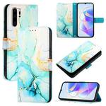 For Huawei P30 Pro PT003 Marble Pattern Flip Leather Phone Case(LS003 Green)